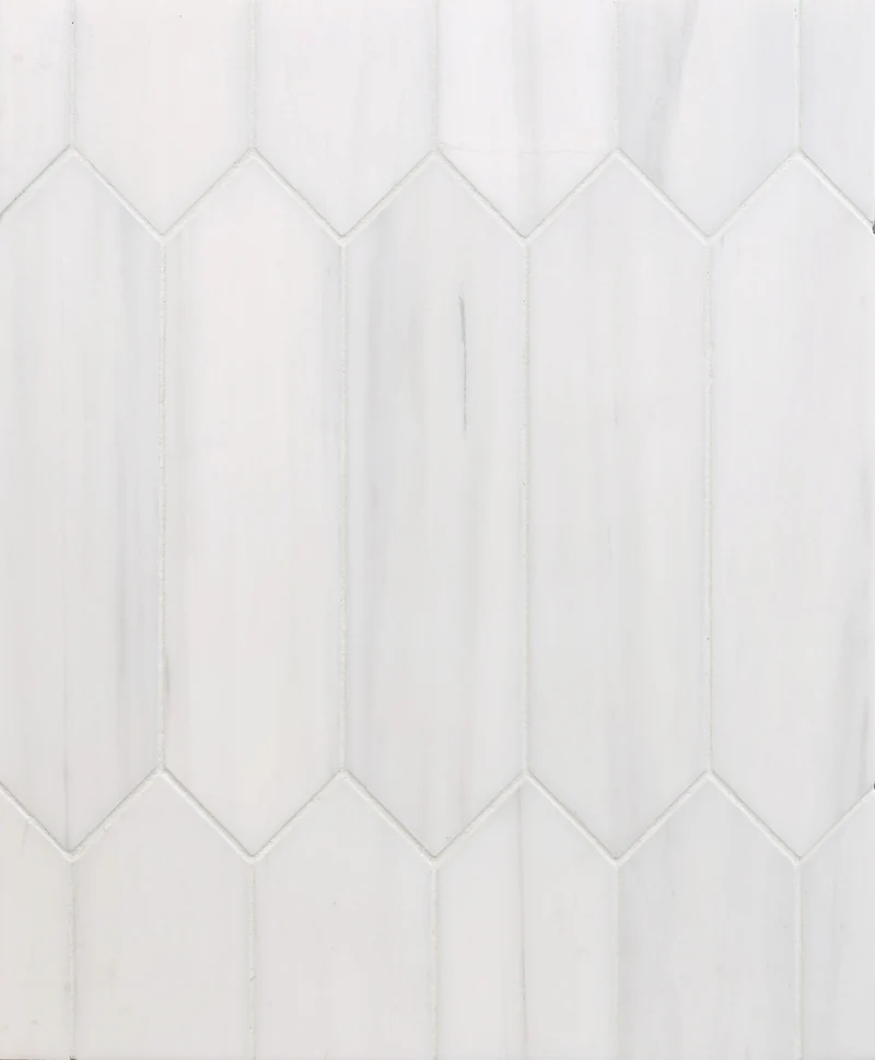 Sky White Honed Picket Mosaic 2" x 8"